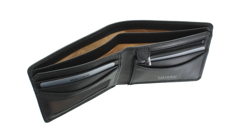 Visconti Tuscany Collection FRANCESCA Leather Wallet With RFID Protection TSC46 Black (Tan) - Image 3